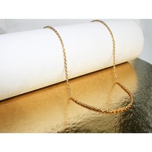 Gold Diamond Cut ROPE Chain, Real Gold Plated Sterling Silver Italian Necklace